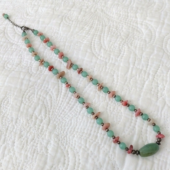Jade Choker Necklace Natural Green Stone - Picture 2 of 5